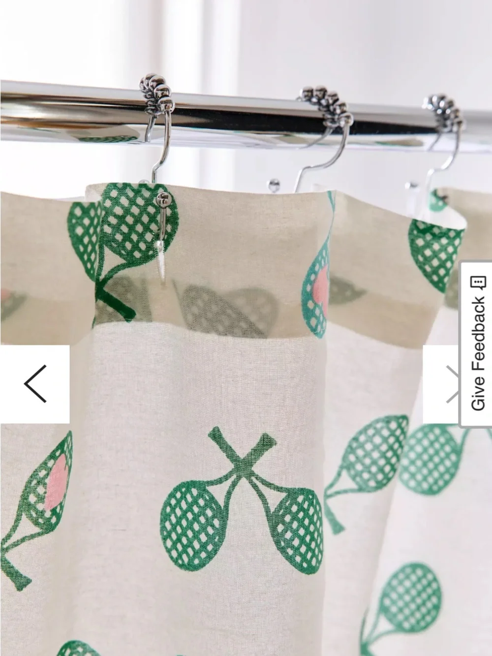 Urban Outfitters Green and Pink Tennis Racket Pattern Shower Curtain NWT